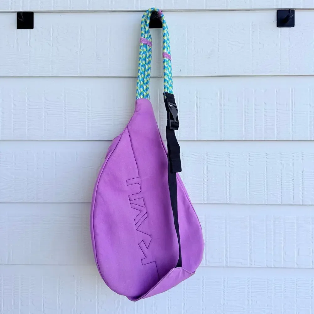 KAVU Rope Bag Lilac Purple Cotton Sling Crossbody Rope Strap Gorpcore